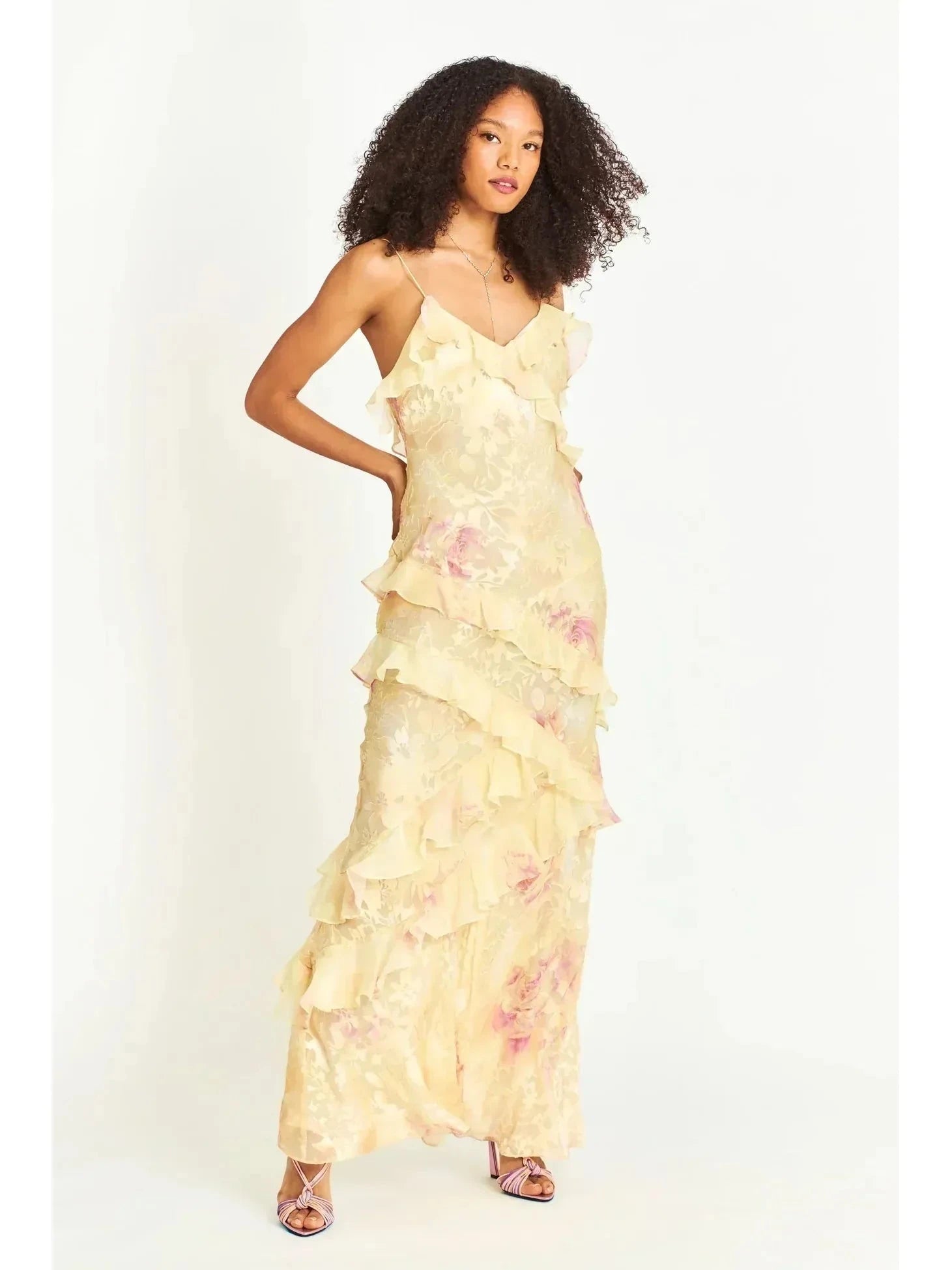 Pink Perrine lightweight sleeveless maxi dress by Lumina Vancouver, flowing fabric and elegant design perfect for summer wear.