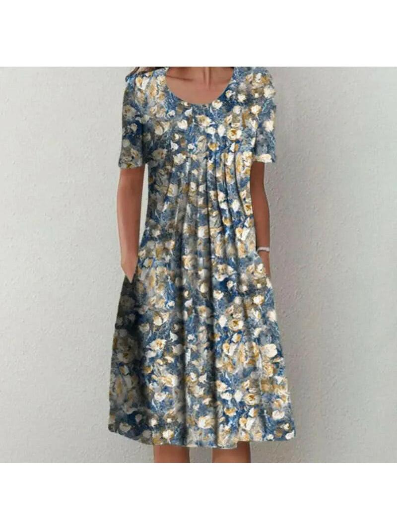 Red floral printed dress by Lumina Vancouver, Violette Classic style, featuring a fitted silhouette and elegant design.