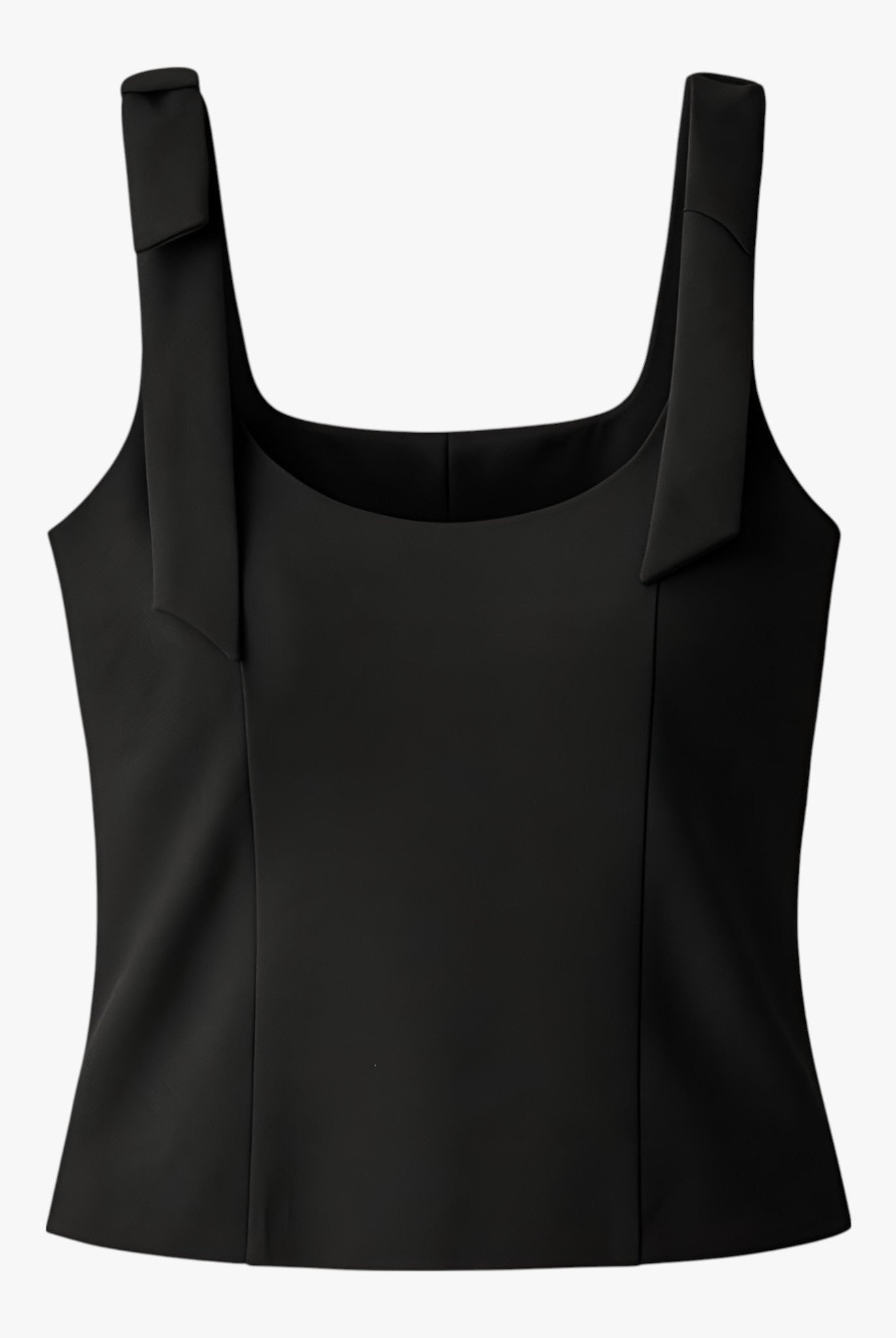 Black Lumina Wear Amelie camisole with elegant bow detail and zipper closure, shown on a white background.