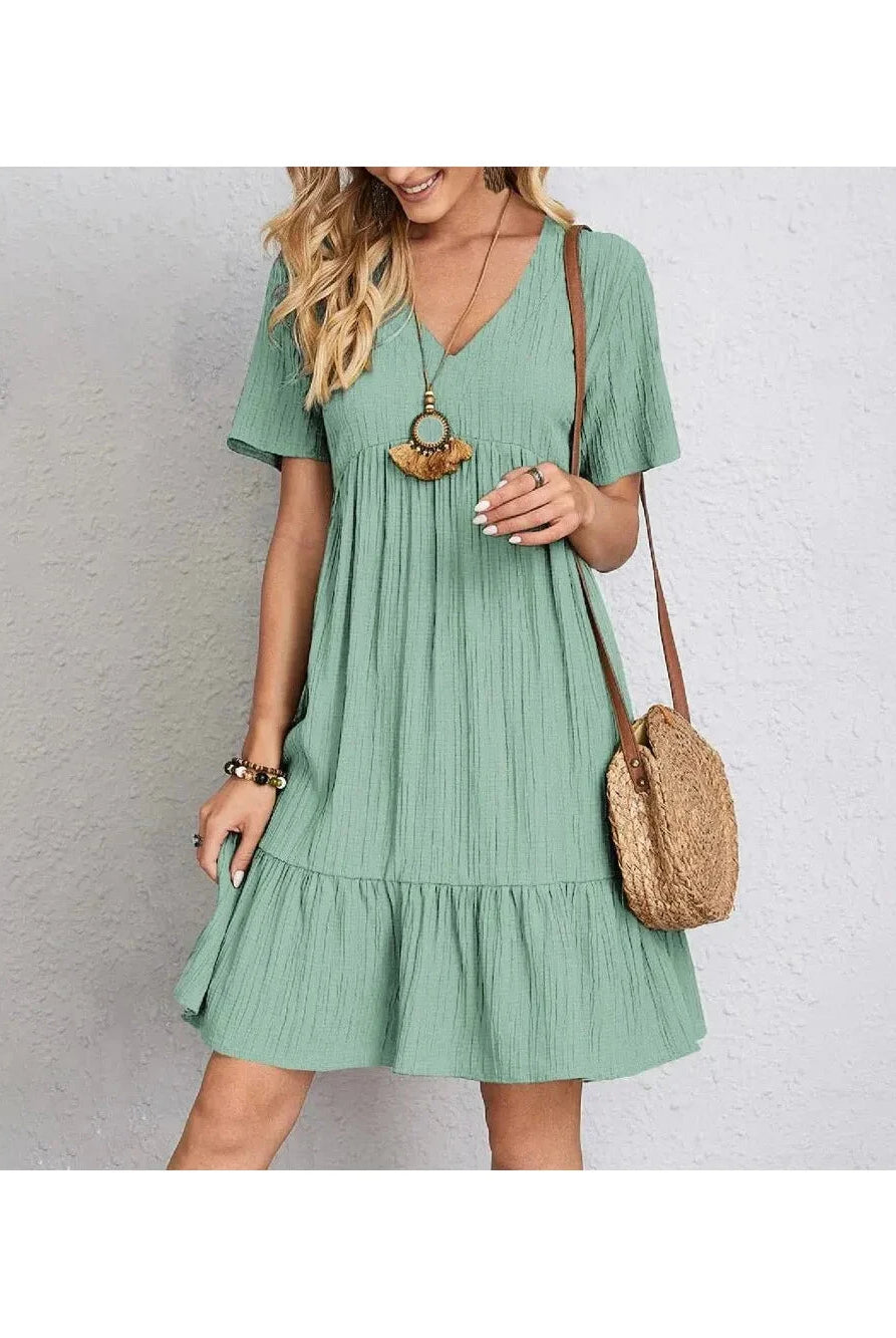 Brown AMY™ casual summer dress from Lumina Vancouver, lightweight and breezy for warm weather, with a relaxed fit.