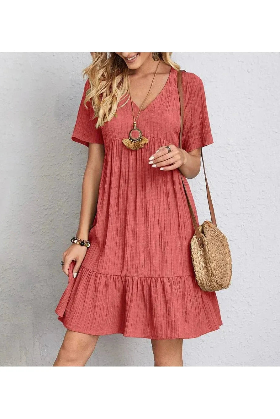 Brown AMY™ casual summer dress by Lumina Vancouver, lightweight and stylish, perfect for warm weather and relaxed occasions.