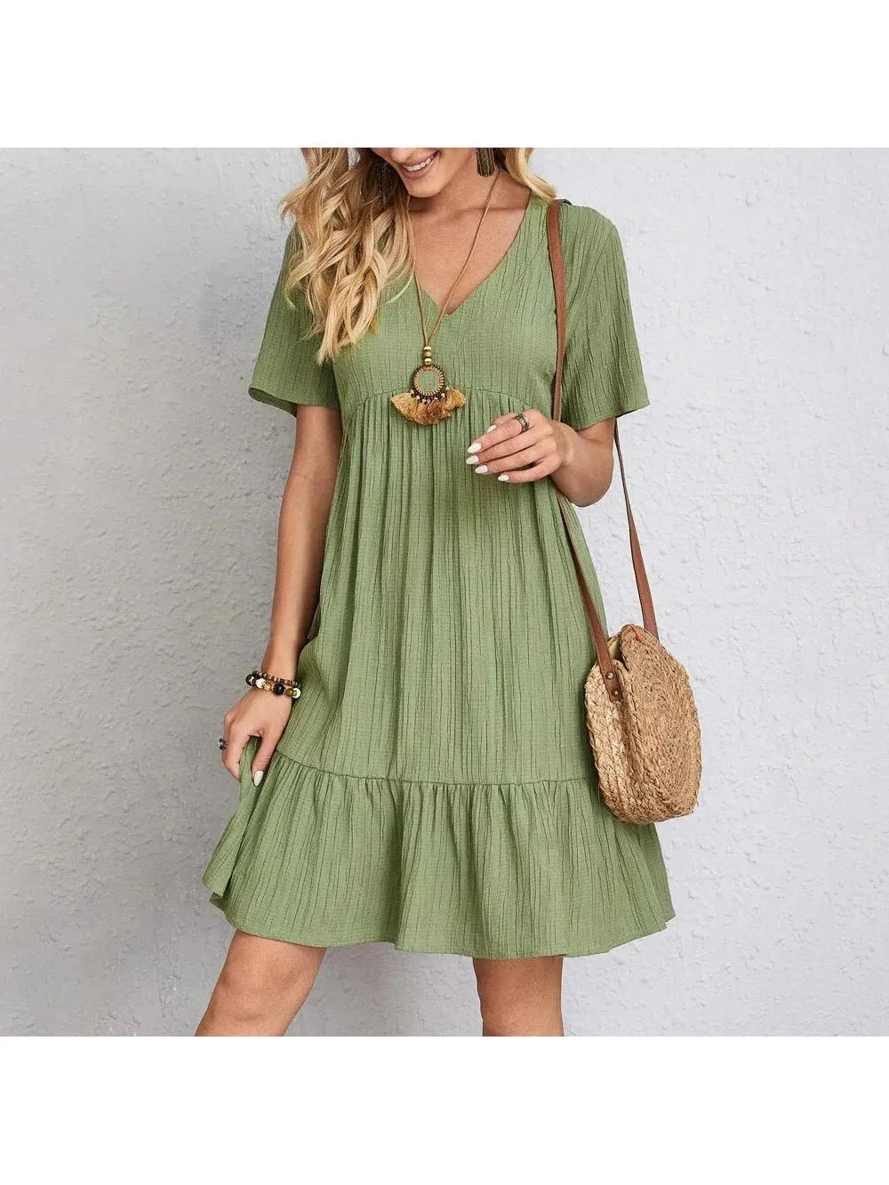 Brown AMY™ casual summer dress by Lumina Vancouver, lightweight fabric, sleeveless design, perfect for warm weather.