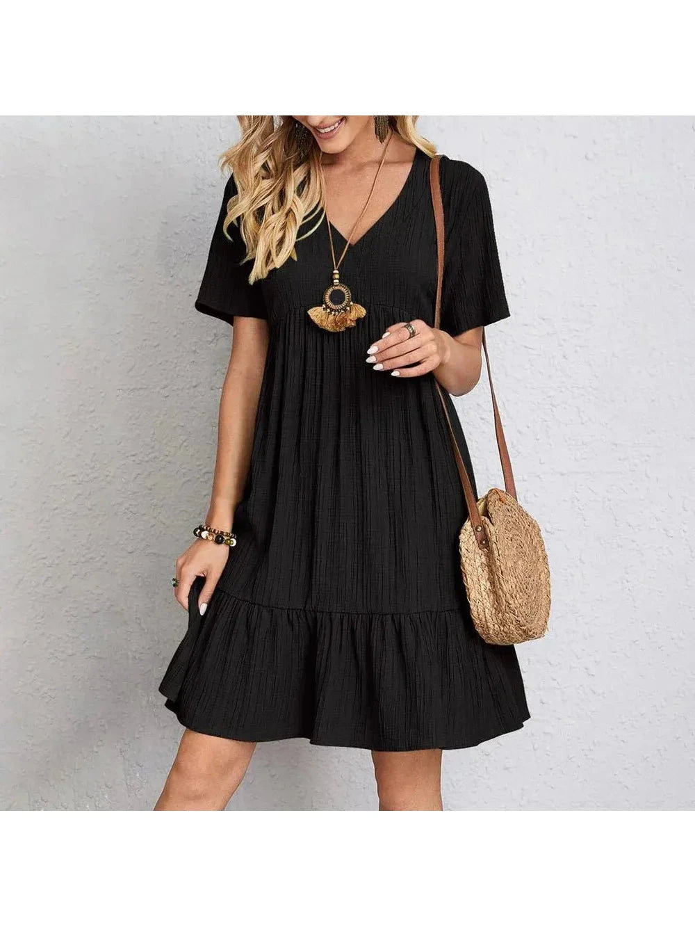 Brown AMY™ casual summer dress by Lumina Vancouver, lightweight fabric, sleeveless design, perfect for warm weather.