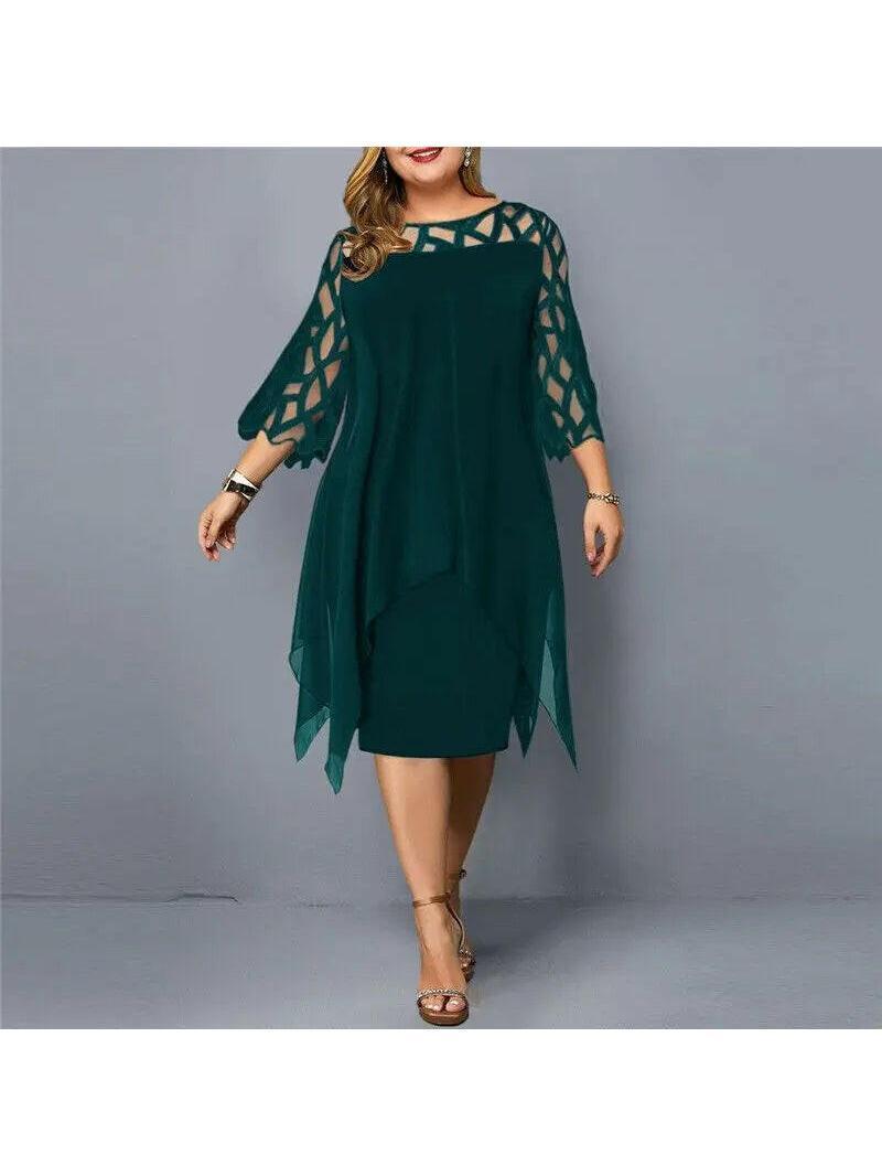 Purple Annika plus size midi dress by Lumina Vancouver, featuring a stylish, flowing design for women.