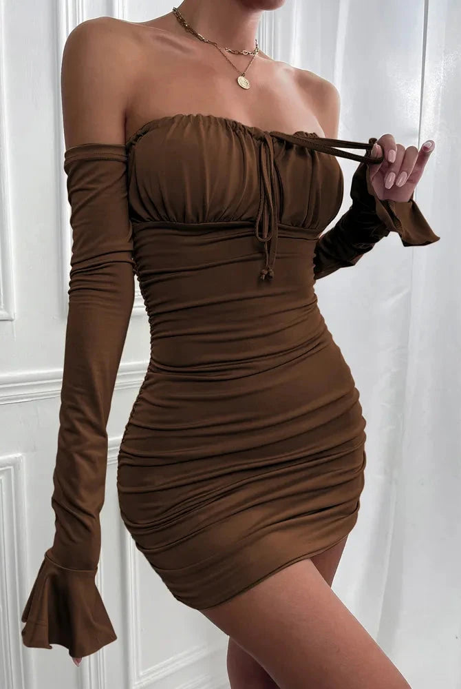 Yellow-green AureliaSeraphis bodycon mini dress by Lumina Vancouver, close-up of fitted design and stylish fabric.