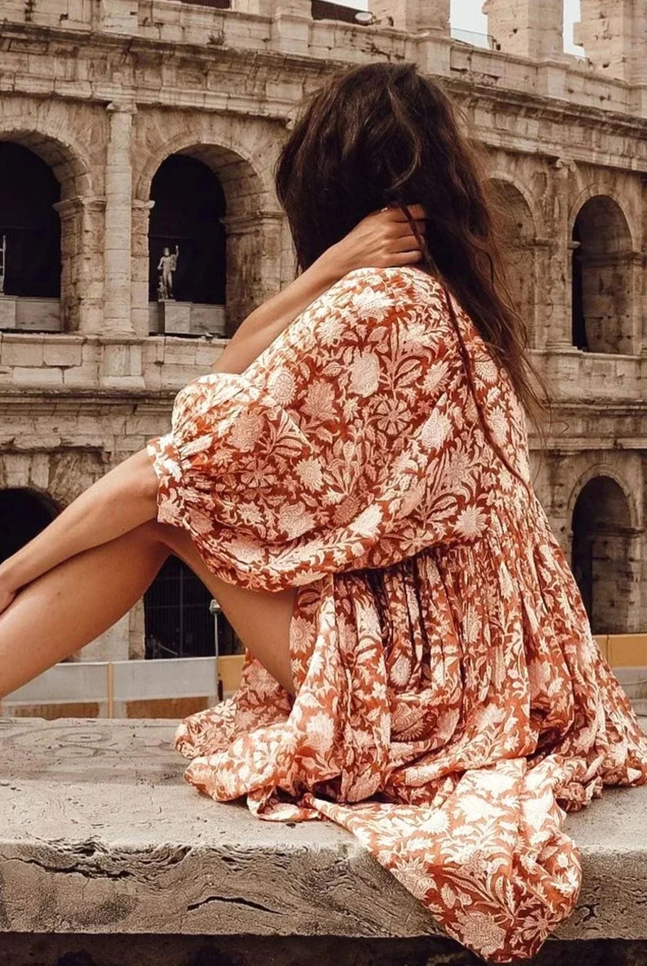 Blue Aurora Flow Boho Floral mini dress for women by Lumina Vancouver, featuring a flowy, bohemian floral pattern.