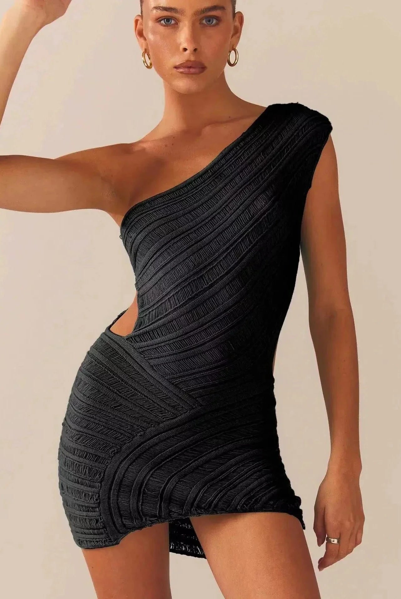 Lumina Vancouver Aurora one-shoulder white mini dress, stylish and elegant for fashionable occasions.