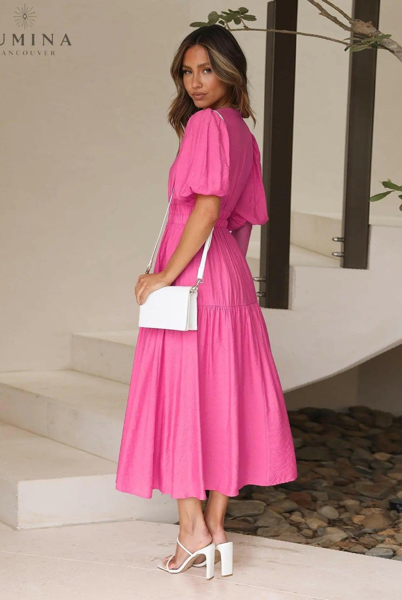 Avalon - Dress with Puff Sleeves - Lumina Vancouver