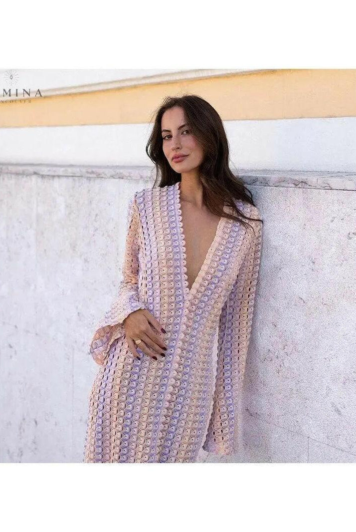 Green Aviana cropped dress by Lumina Wear featuring a relaxed fit, perfect for holiday vibes, shown on a model.