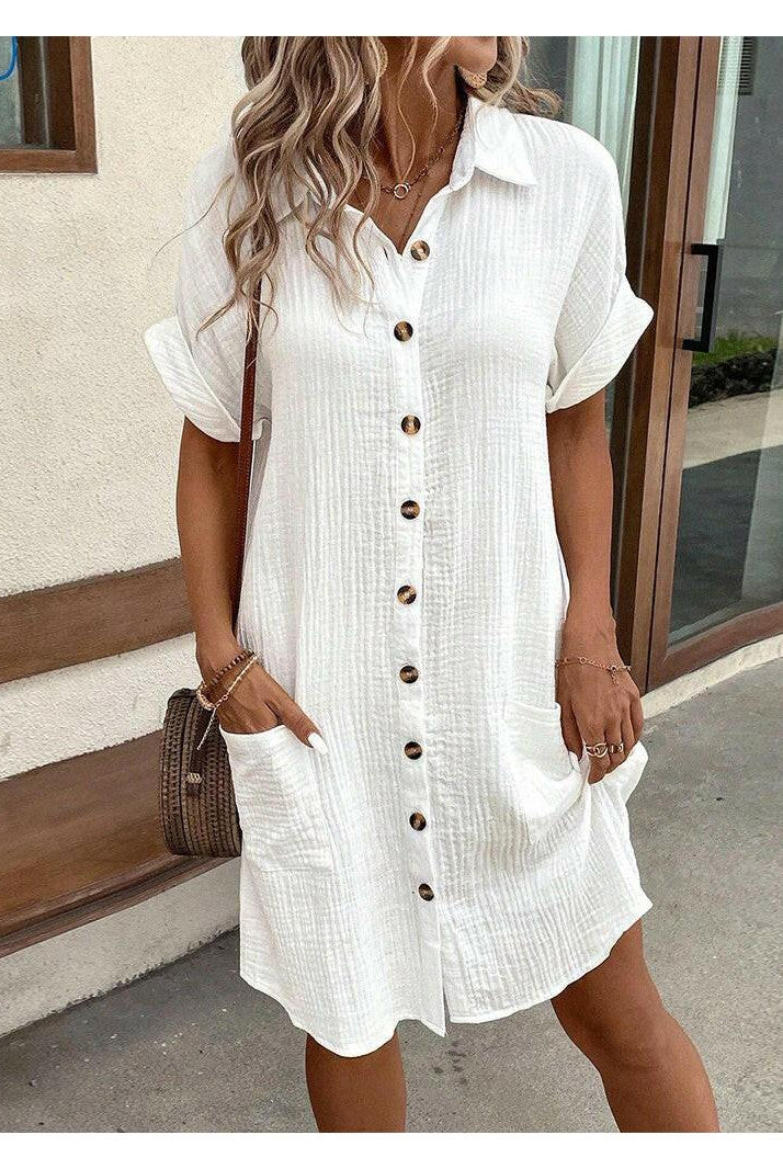 Lumina Vancouver Beatrice™ stylish white polo dress, casual and elegant, perfect for warm weather and daytime wear.