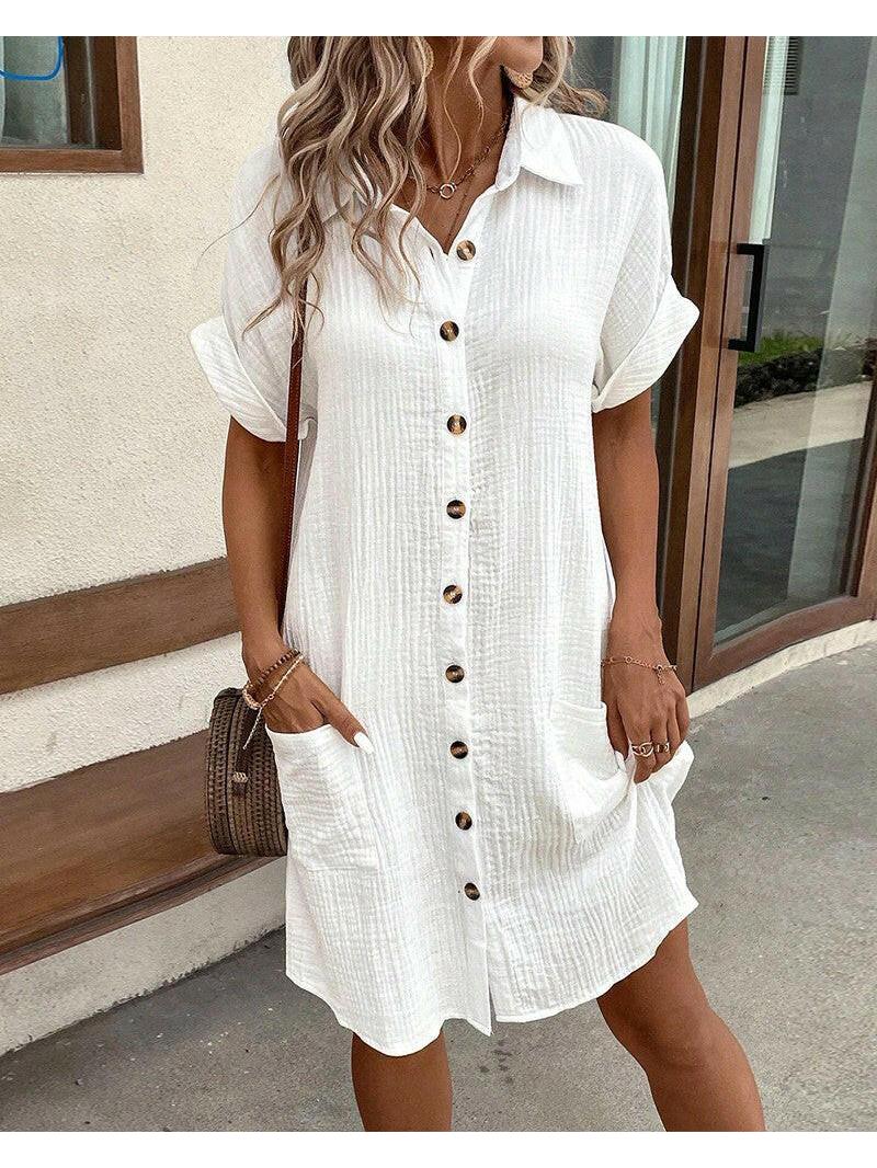 Lumina Vancouver Beatrice™ stylish white polo dress, casual and elegant, perfect for warm weather and daytime wear.