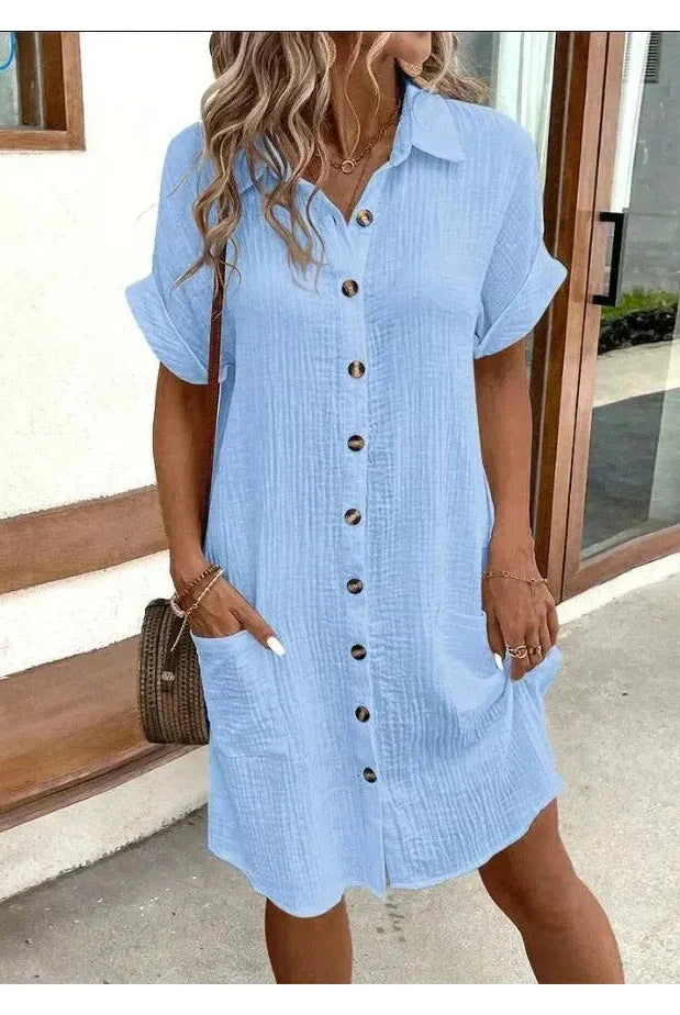 White Beatrice™ polo dress by Lumina Vancouver, stylish and casual, featuring a classic collar and fitted silhouette.