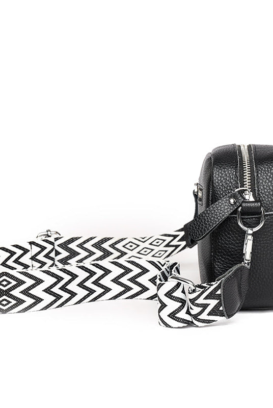 Lumina Wear Bella chic compact black leather shoulder bag, stylish handbag with sleek design and adjustable strap.