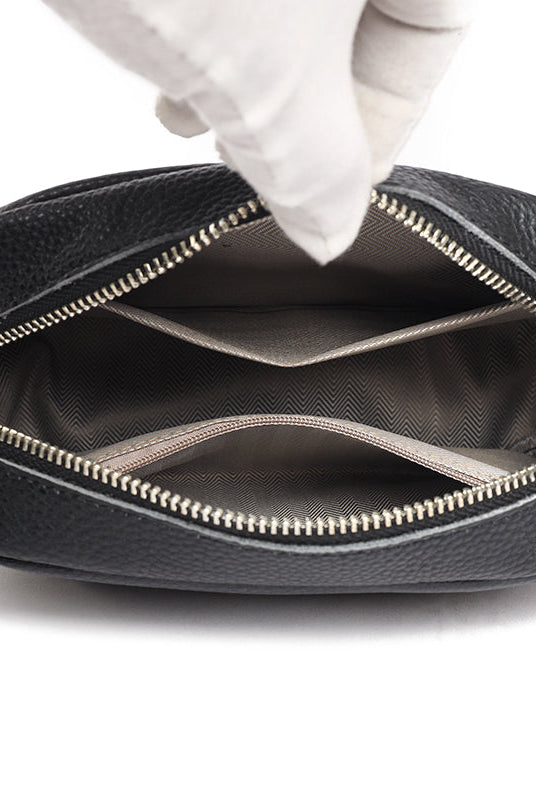 Lumina Wear Bella Chic Compact Black Leather Shoulder Bag with sleek design and adjustable strap for everyday style.
