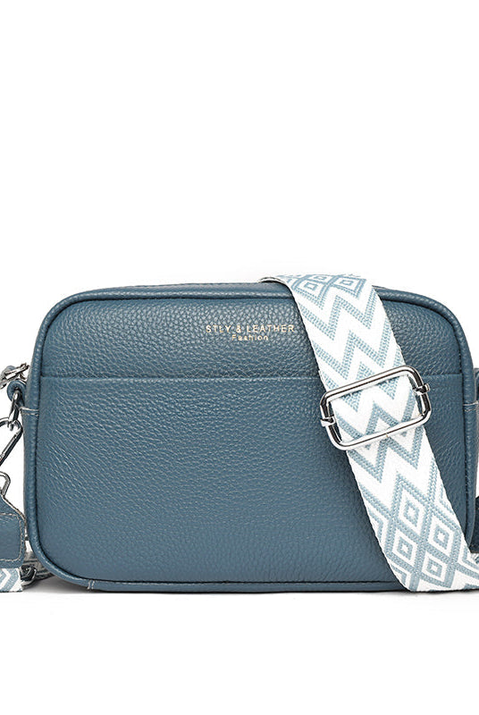 Black leather shoulder bag by Lumina Wear, compact and stylish with a chic design, perfect for everyday use.