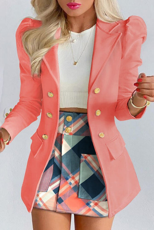 Lumina Wear Bella tailored floral blazer and skirt set for women, in purple with elegant floral pattern, stylish and sophisticated.