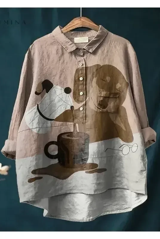 Multicolor Benny Dog Art T-Shirt by Lumina Wear featuring a playful dog illustration on a casual graphic tee.
