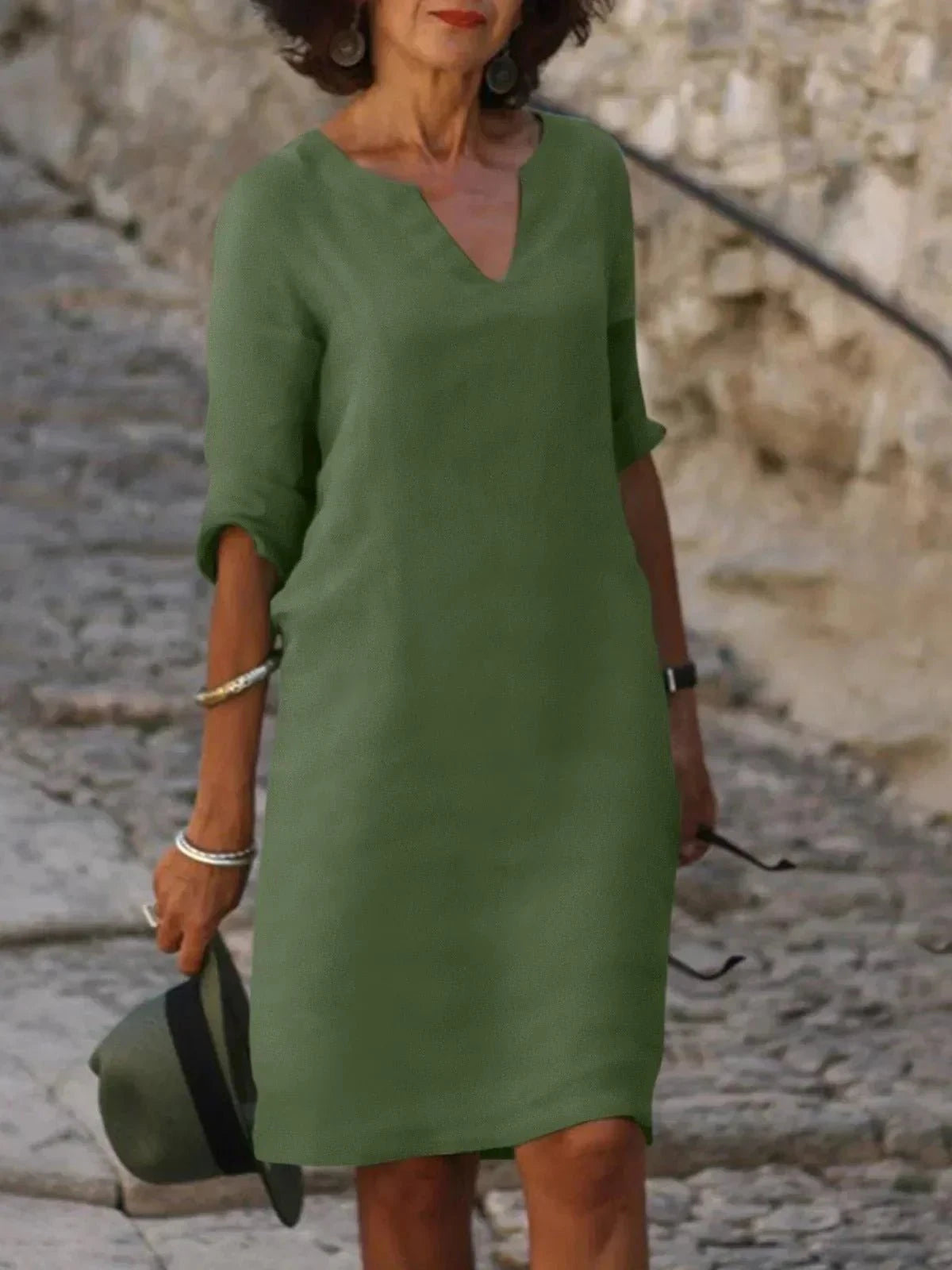 Black Beth™ relaxed V-neck dress by Lumina Vancouver, casual and comfortable with a flowy fit, perfect for everyday wear.