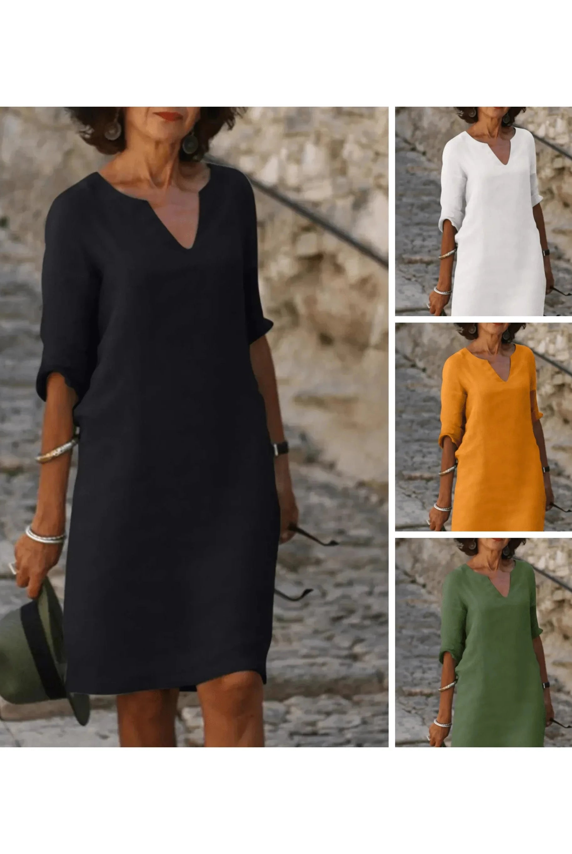 Beth™ - Relaxed V-Neck Dress