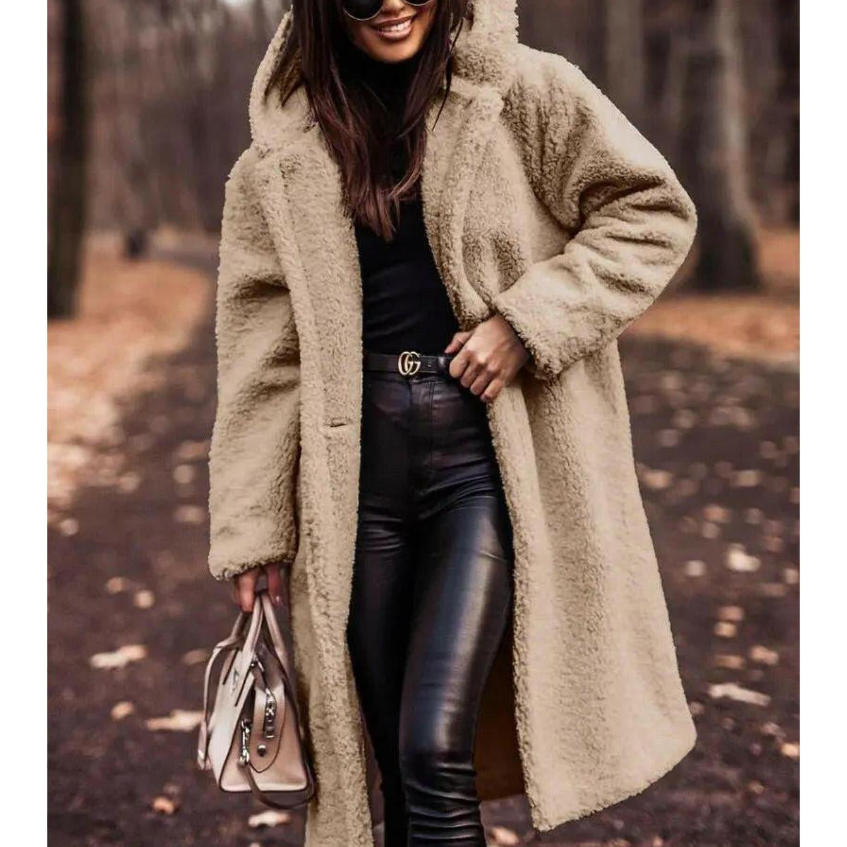 Beige Carol winter cozy coat by Lumina Wear, featuring a warm, stylish design perfect for cold weather.