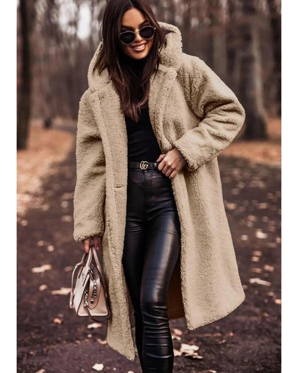 Beige Carol winter cozy coat by Lumina Wear, featuring a warm, stylish design perfect for cold weather.
