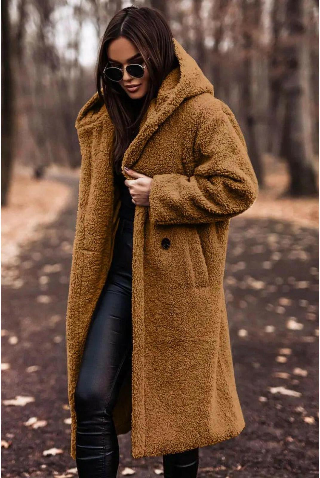 Beige Carol winter cozy coat by Lumina Vancouver, stylish and warm outerwear with a plush fabric texture.
