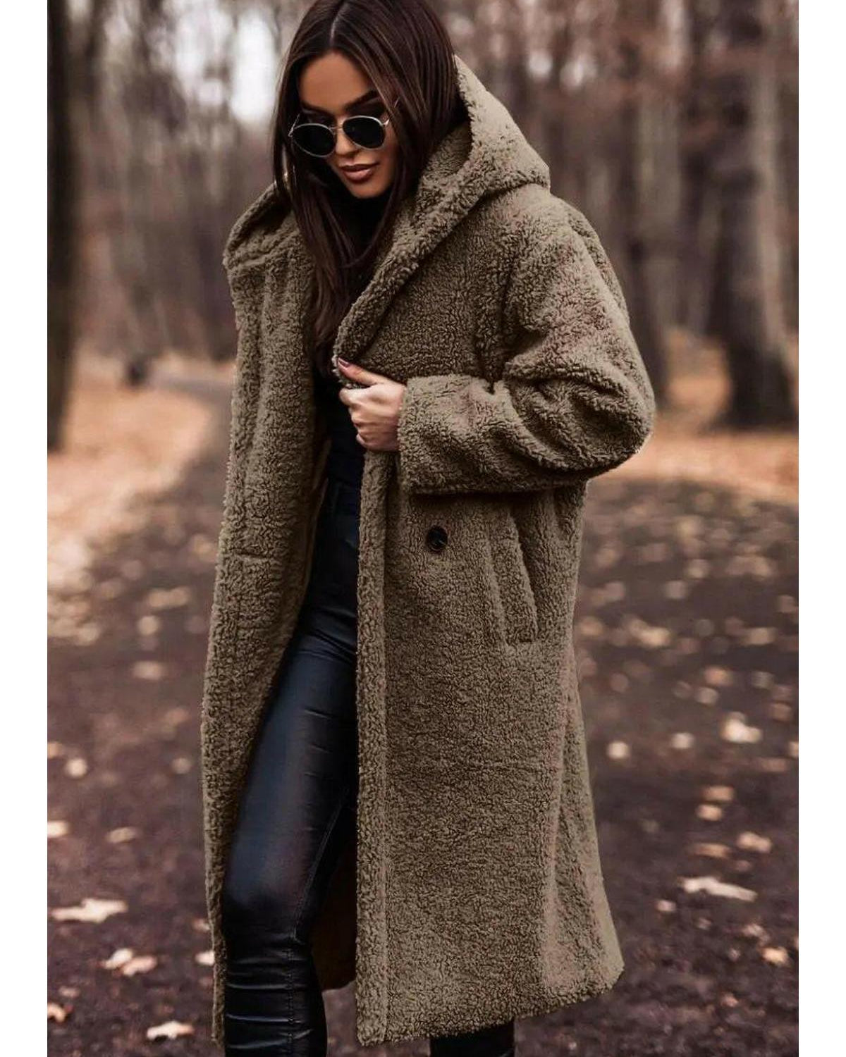 Beige Carol winter cozy coat by Lumina Wear featuring a warm, stylish design perfect for chilly weather.