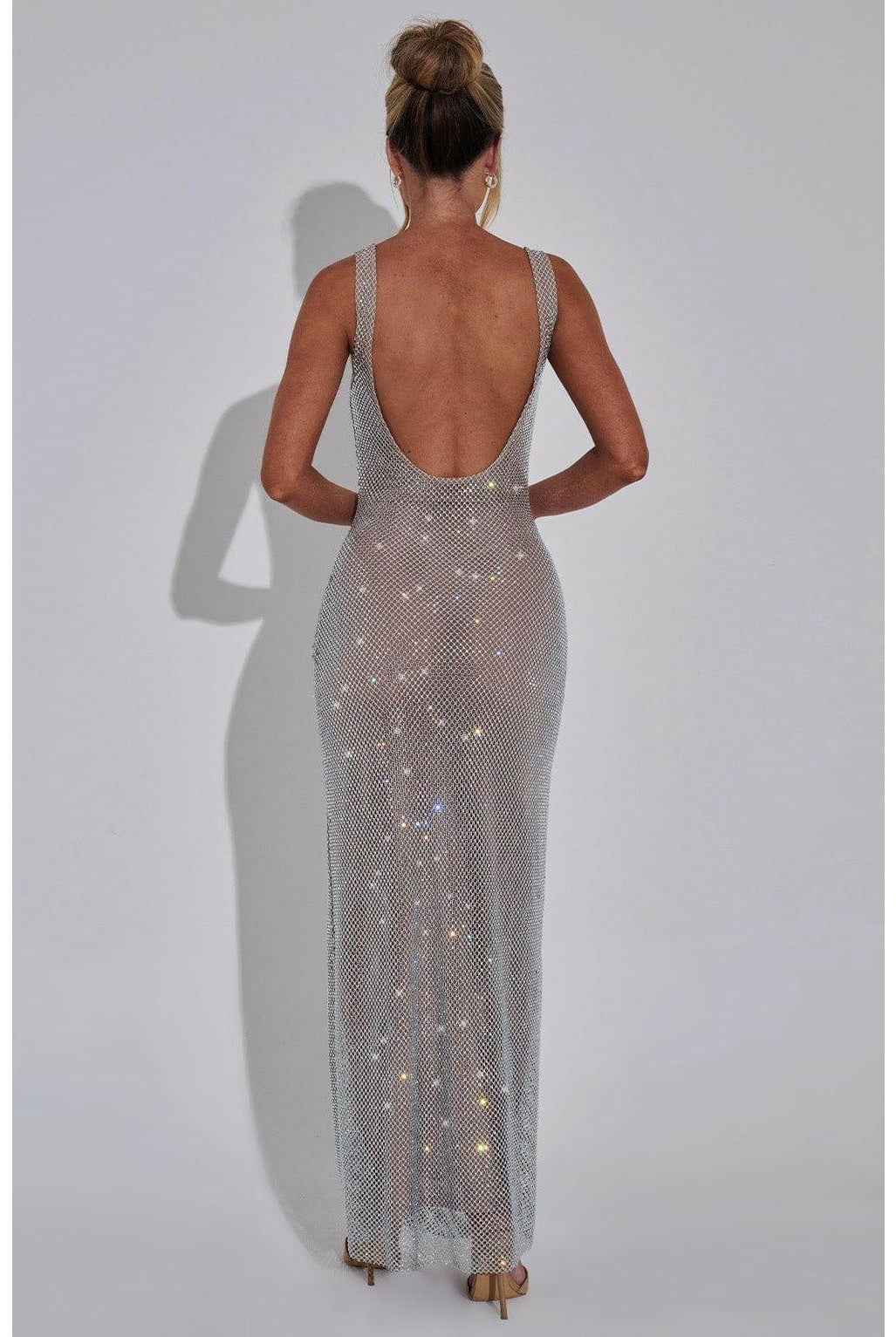 Lumina Wear Catherine sparkling maxi dress in size S, featuring elegant design and shimmering fabric, perfect for formal occasions.