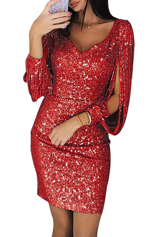 Black Celeste Nightshade sequin dress by Lumina Vancouver, featuring shimmering sequins and elegant design for evening wear.