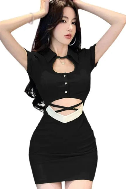 Green Celestoria slim fit mini dress by Lumina Vancouver, featuring a modern, figure-flattering silhouette.