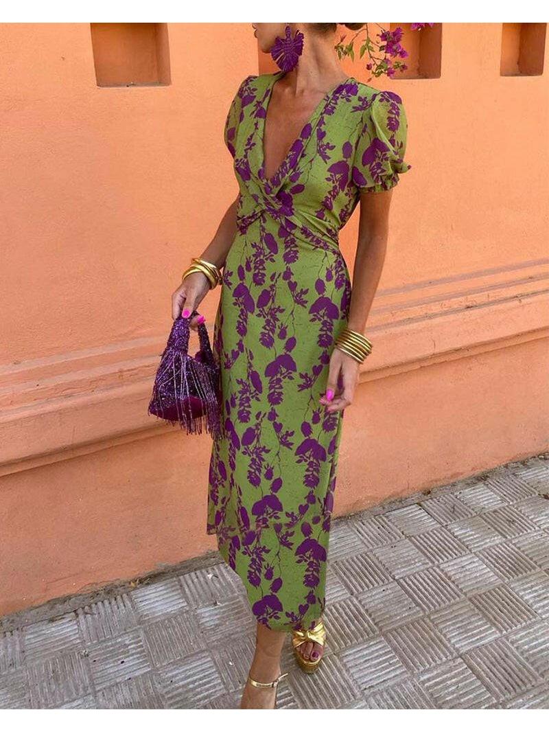 Lumina Vancouver CELIA elegant floral dress with a fitted bodice and flowing skirt, perfect for summer events.