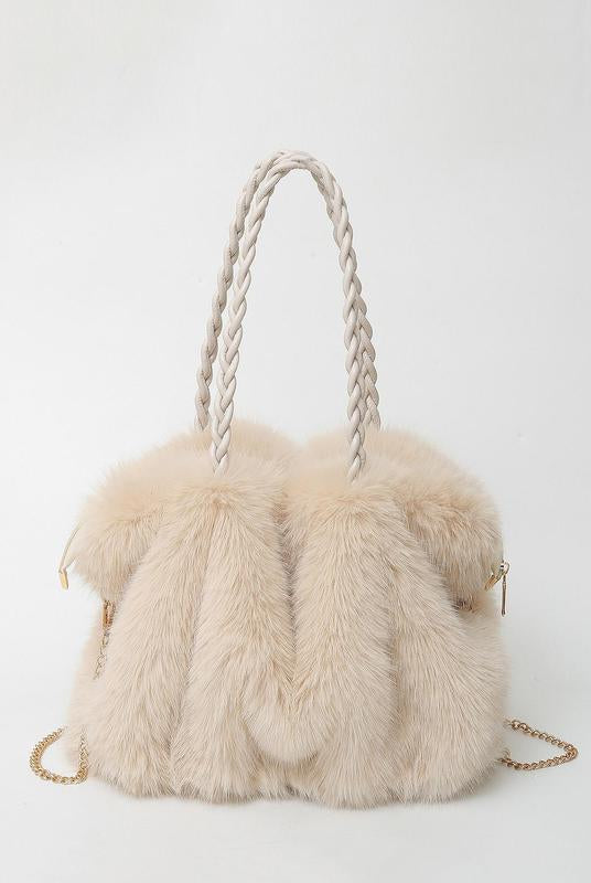 Elegant plush velvet tote bag by Lumina Wear featuring a spacious design and brown color, perfect for stylish everyday use.