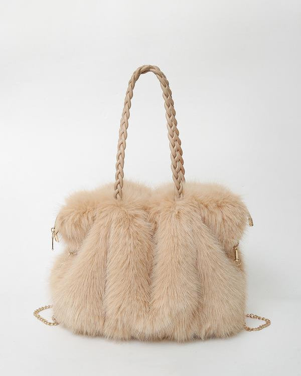 Luxurious plush velvet tote bag by Lumina Wear, Charlotte style, spacious design in rich brown for elegant everyday use.