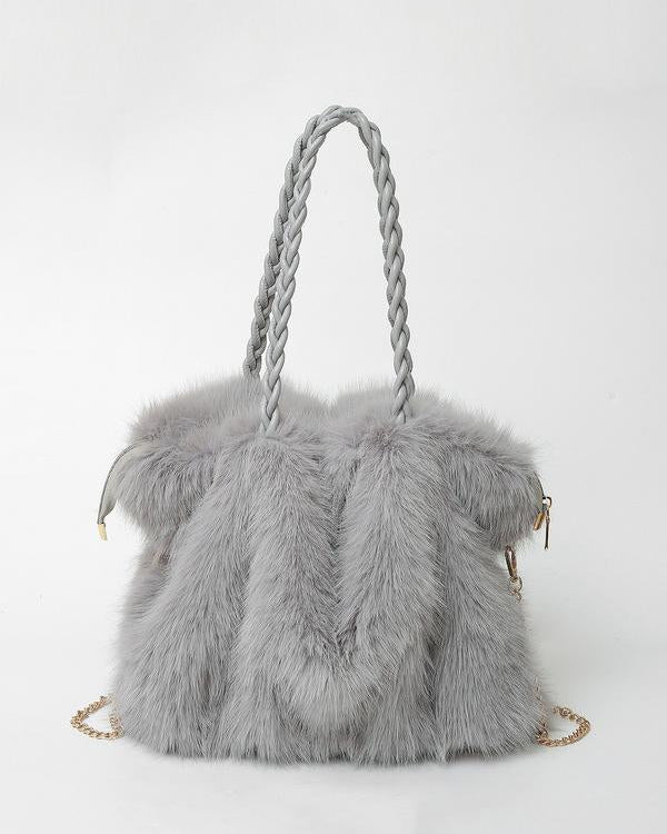 Lumina Wear Charlotte plush velvet tote bag in brown with a spacious design, perfect for stylish everyday use.