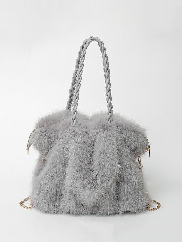 Lumina Wear Charlotte plush velvet tote bag in brown with a spacious design, perfect for elegant everyday use.