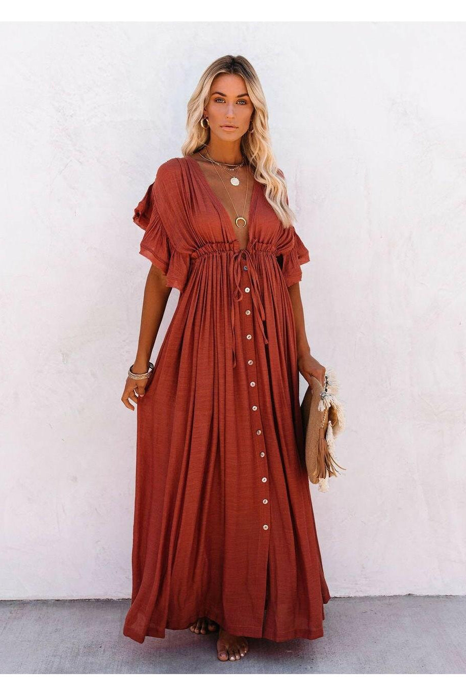 Lumina Wear Coleen Airy Maxi Dress in black, flowing and lightweight, perfect for casual or summer wear.