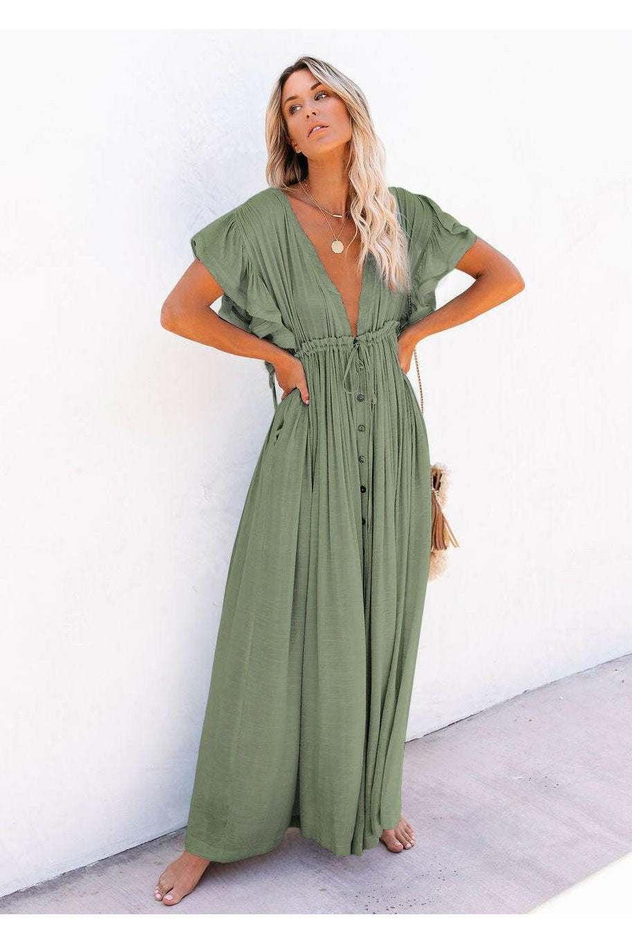 Black Coleen airy maxi dress by Lumina Wear, flowing fabric, sleeveless design, perfect for summer or casual occasions.