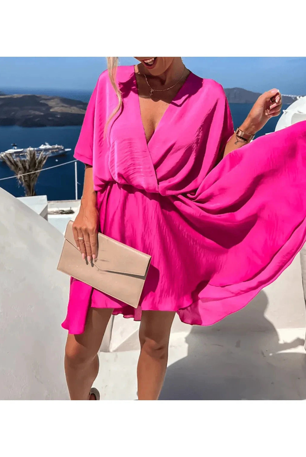 Pink Daisy™ Chic Flowy Dress by Lumina Wear, lightweight and elegant, perfect for casual or dressy occasions.