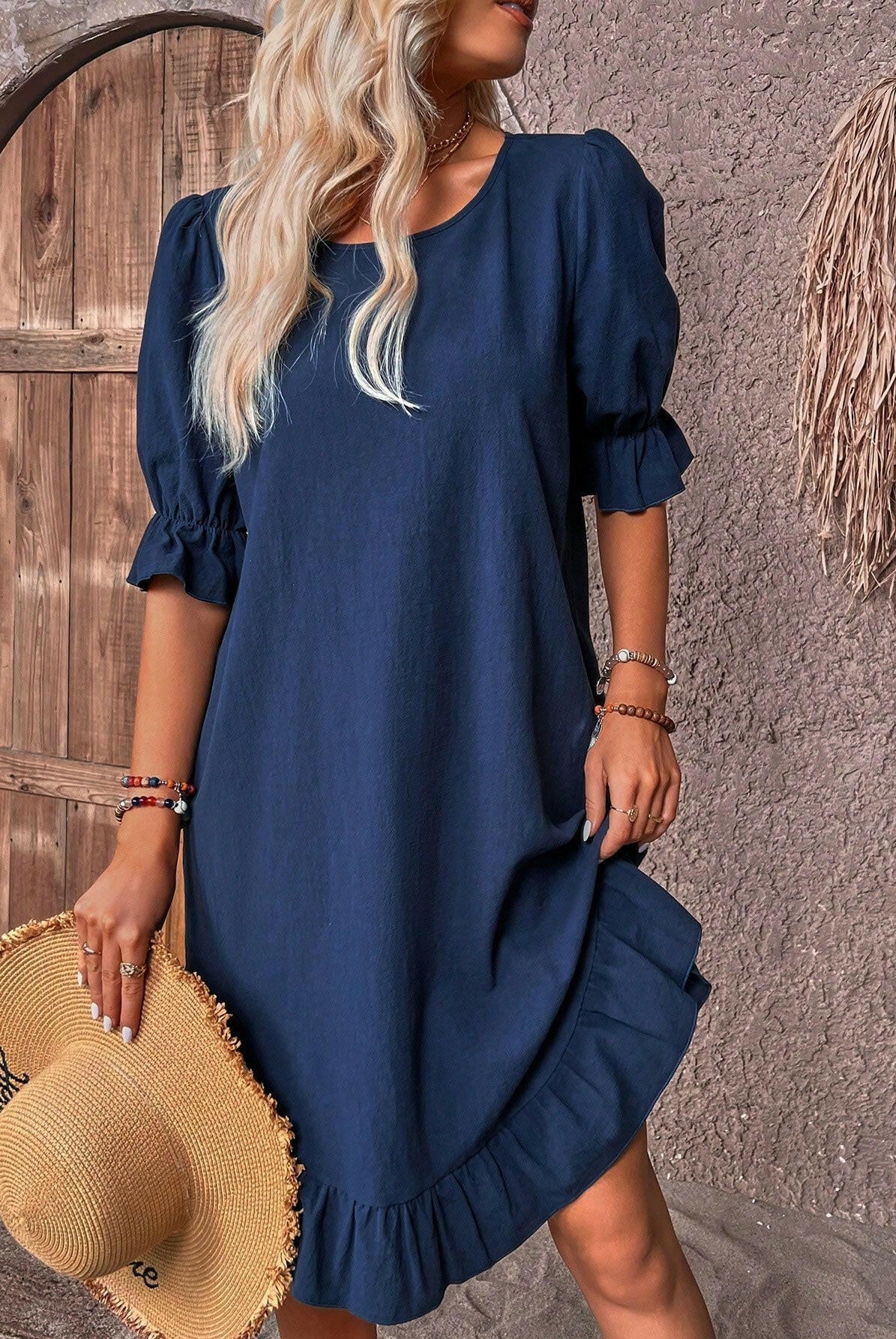 Blue Daisy™ Tummy Covering Summer Dress by Lumina Vancouver, lightweight and stylish for warm weather wear.