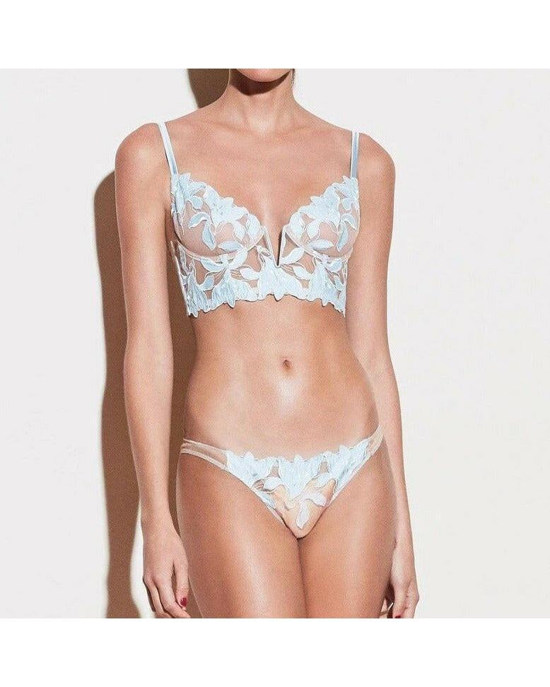 White Daniela two-piece lingerie set by Lumina Wear, featuring delicate lace details and a comfortable fit.