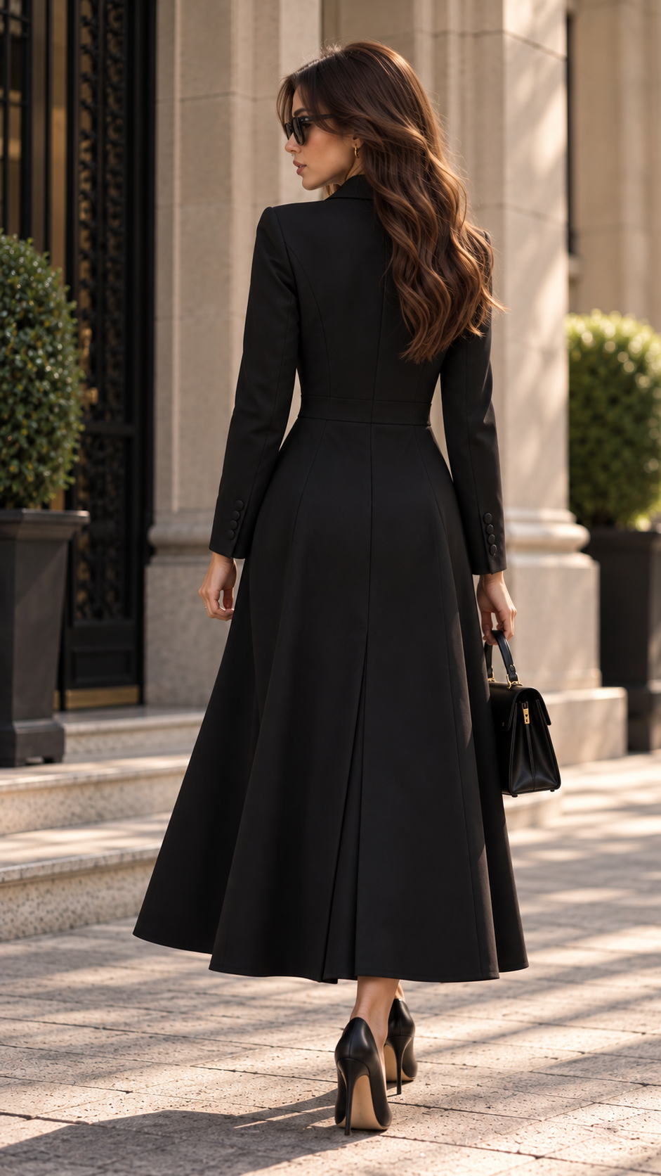 Lumina Wear Isabelle tailored blazer midi dress in sleek fabric, featuring a fitted silhouette and classic collar detail.