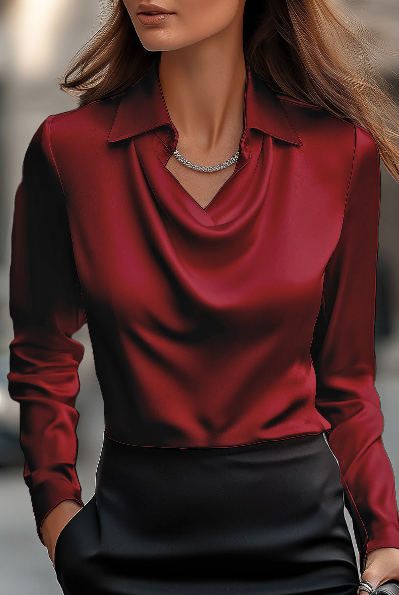 Delphine | White Draped Satin Blouse - Lumina - Lumina Vancouver