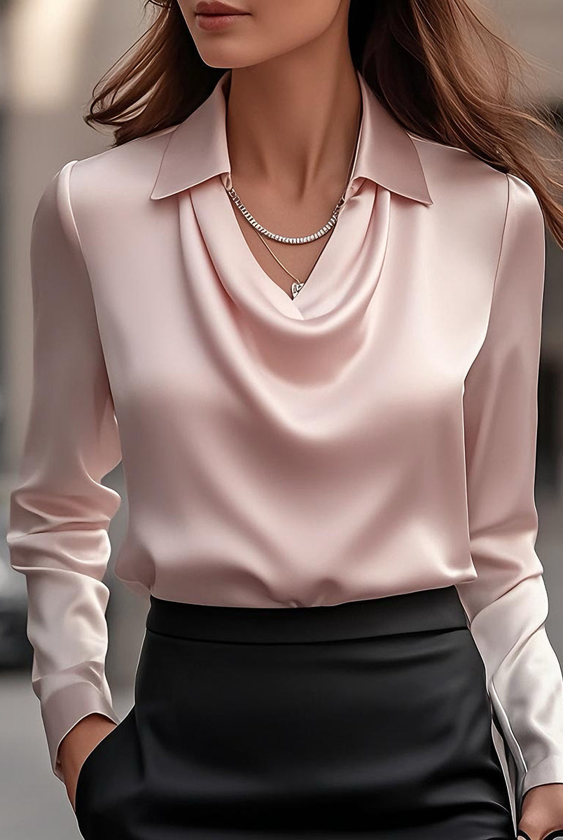 Delphine | White Draped Satin Blouse - Lumina - Lumina Vancouver