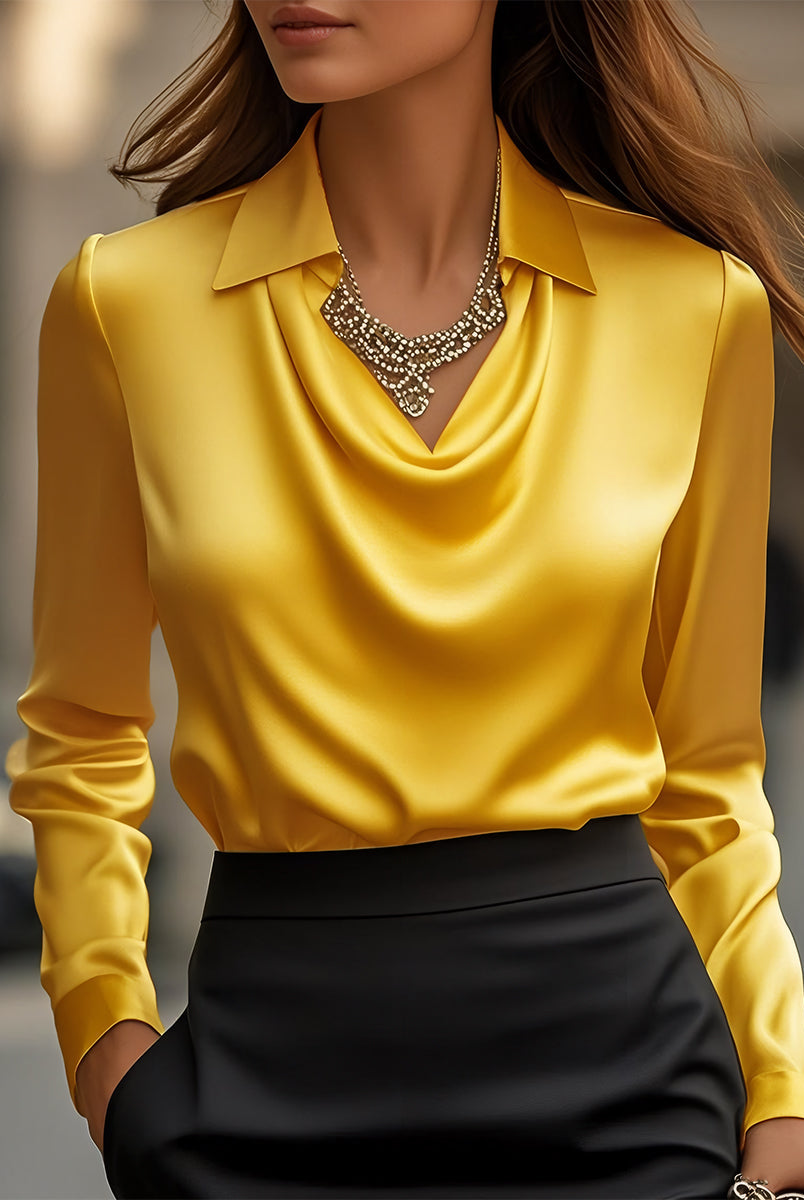 Delphine | White Draped Satin Blouse - Lumina - Lumina Vancouver