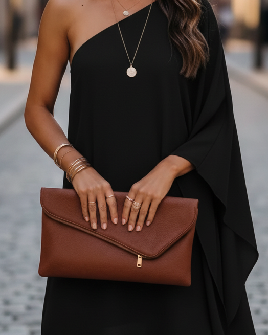 Black Eclipse Nightfall one-shoulder draped mini dress by Lumina Wear, featuring an elegant asymmetrical design.