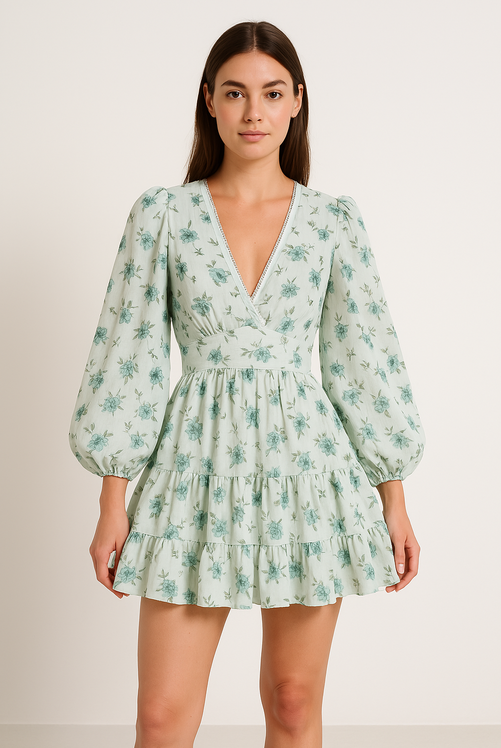 Pink Elara Rose Bloom Atelier A-line mini dress by Lumina Vancouver, featuring floral details and a flattering silhouette.