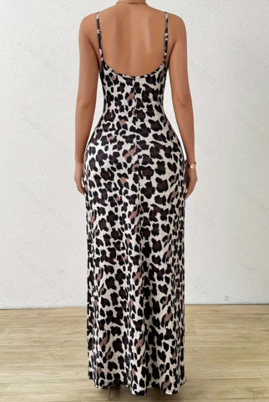 Lumina Wear Torild sleeveless slim fit mini dress with leopard print, featuring a stylish printed design and sleeveless silhouette.