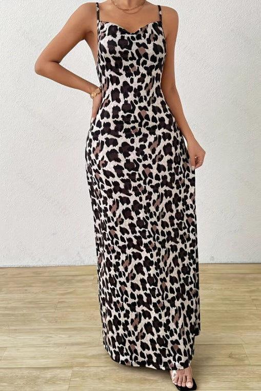 Lumina Wear Torild sleeveless mini dress with slim fit and leopard print, featuring a stylish printed design.