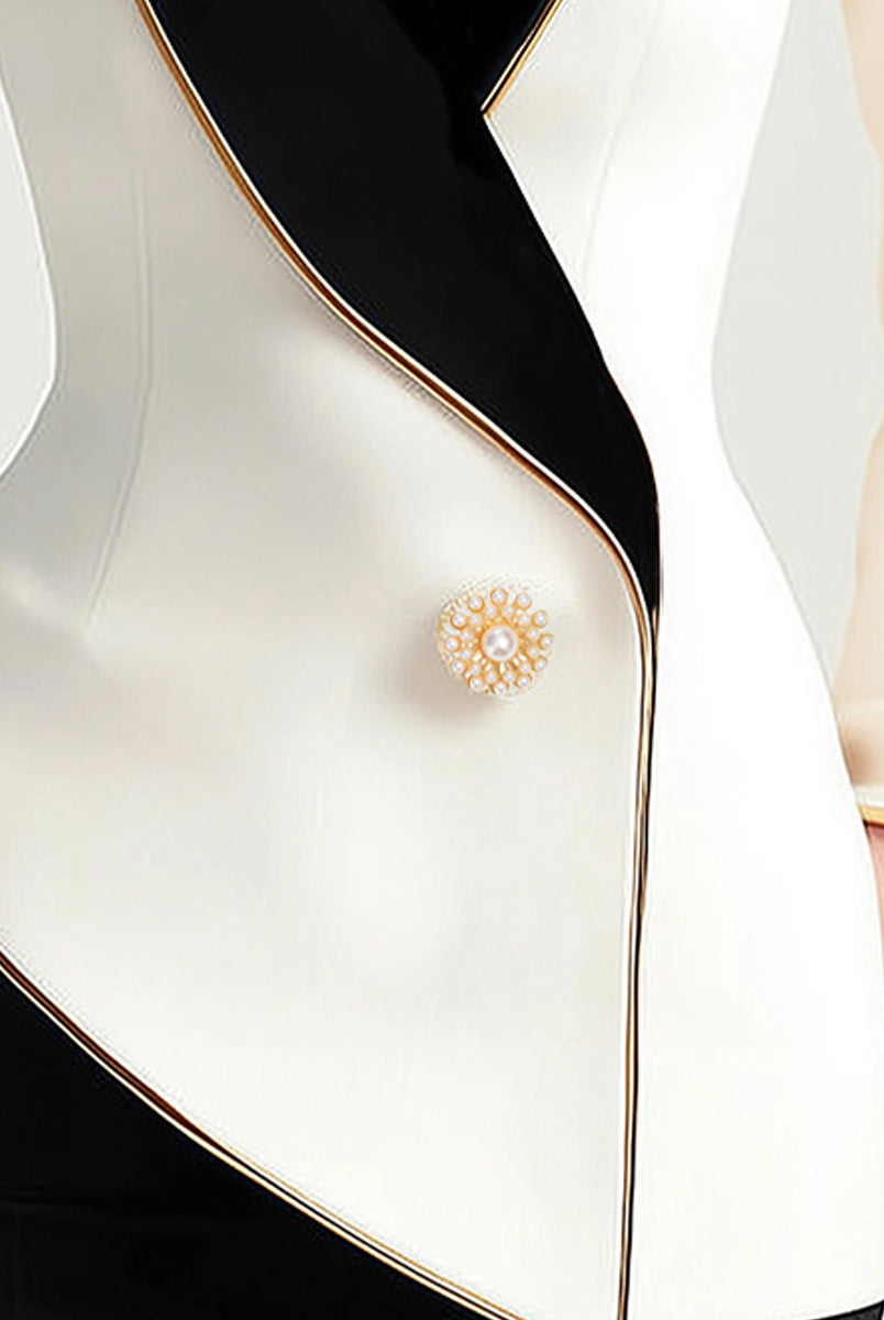 Elena | Blazer with Asymmetrical Design and Black Contrast Lapels - Lumina Vancouver - Lumina Vancouver