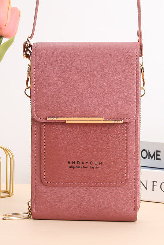 Black Elena Lumina Wear touchscreen messenger bag for women, stylish handbag with modern design and functional touch screen feature.